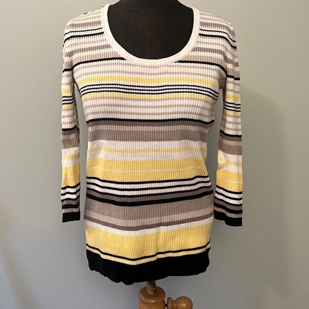 Liz Claiborne Women's Knitted Sweater With Bayadere Stripes